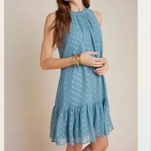 Anthropology blue and silver boho dress tunic M new